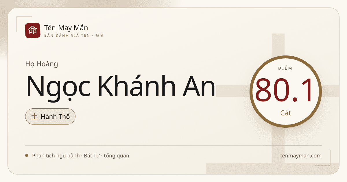Đánh giá tên Hoàng Ngọc Khánh An: ngũ hành, ý nghĩa và hướng cân bằng