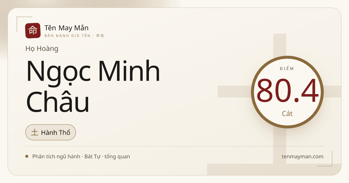 Hoàng Ngọc Minh Châu: tên quý sáng, đầy đặn nghĩa và khá hài hòa