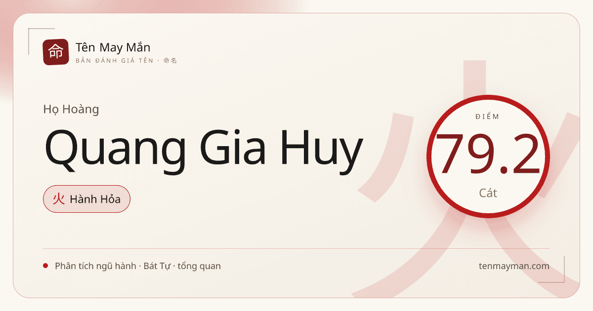 Hoàng Quang Gia Huy: một cái tên sáng, dày ý và khá có khí