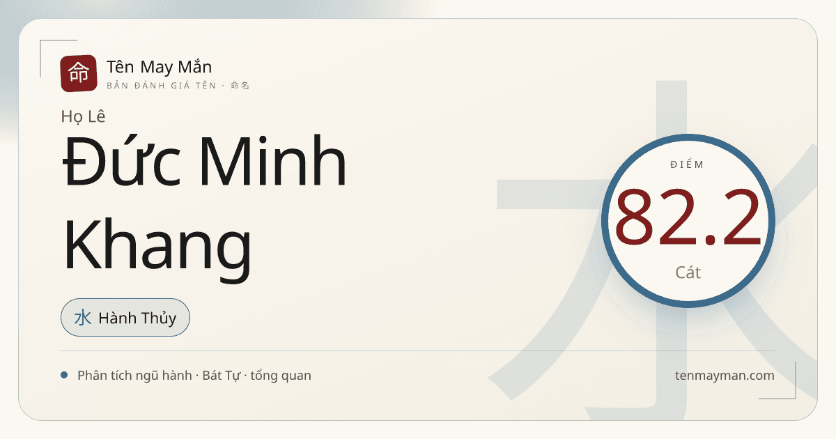 Phân tích tên Lê Đức Minh Khang: sáng nghĩa, vững tiếng, khá cân