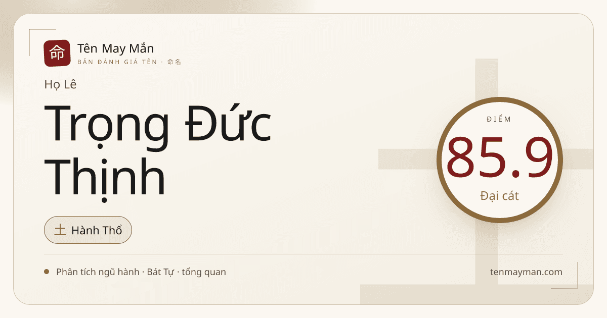 Đánh giá tên Lê Trọng Đức Thịnh: ngũ hành, ý nghĩa và hướng cân bằng