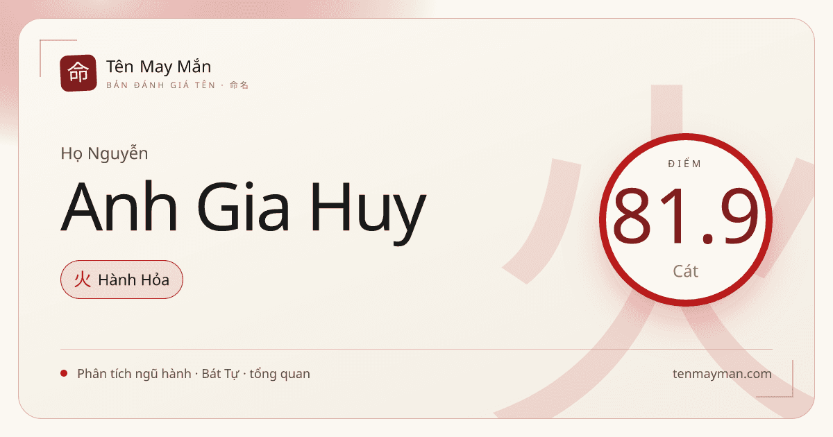 Nguyễn Anh Gia Huy: một cái tên sáng khí, ấm gốc và dễ gọi