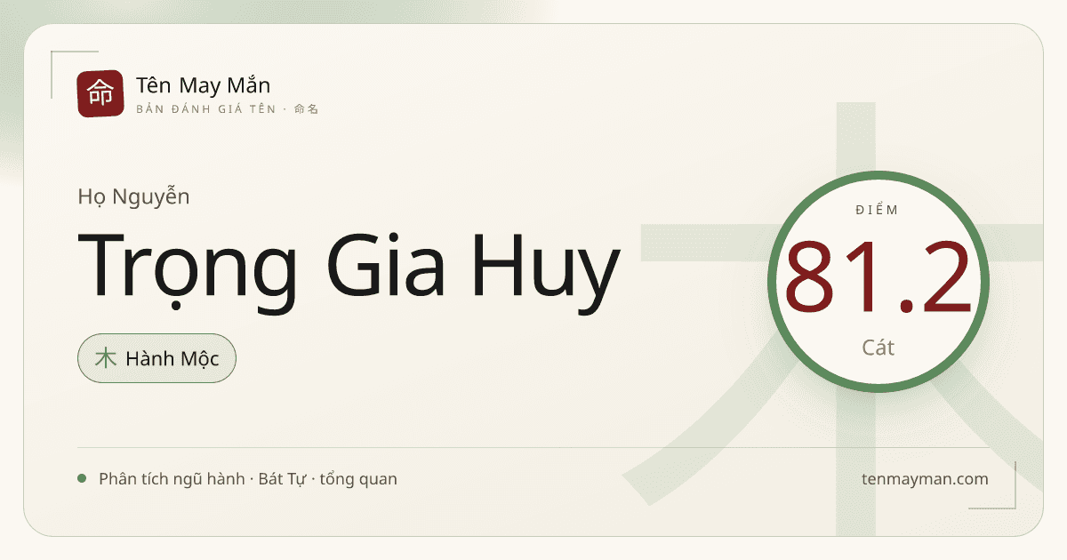 Nguyễn Trọng Gia Huy: tên sáng, có trụ cột và nhịp gọi đĩnh đạc
