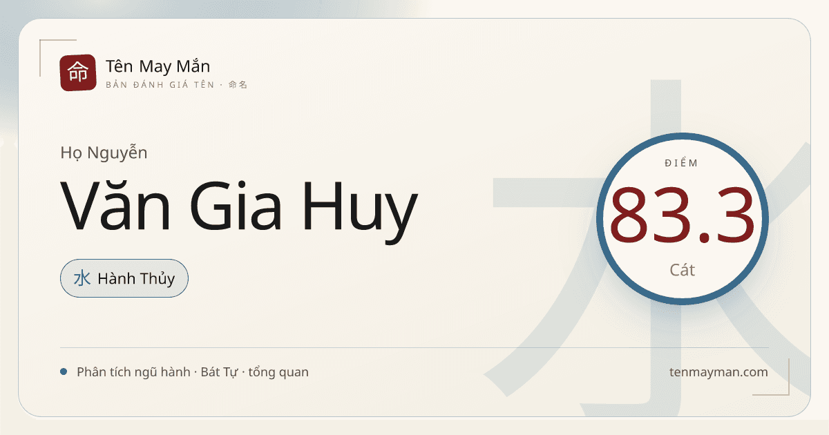 Đánh giá tên Nguyễn Văn Gia Huy: sáng nghĩa, nền nếp và dễ gọi