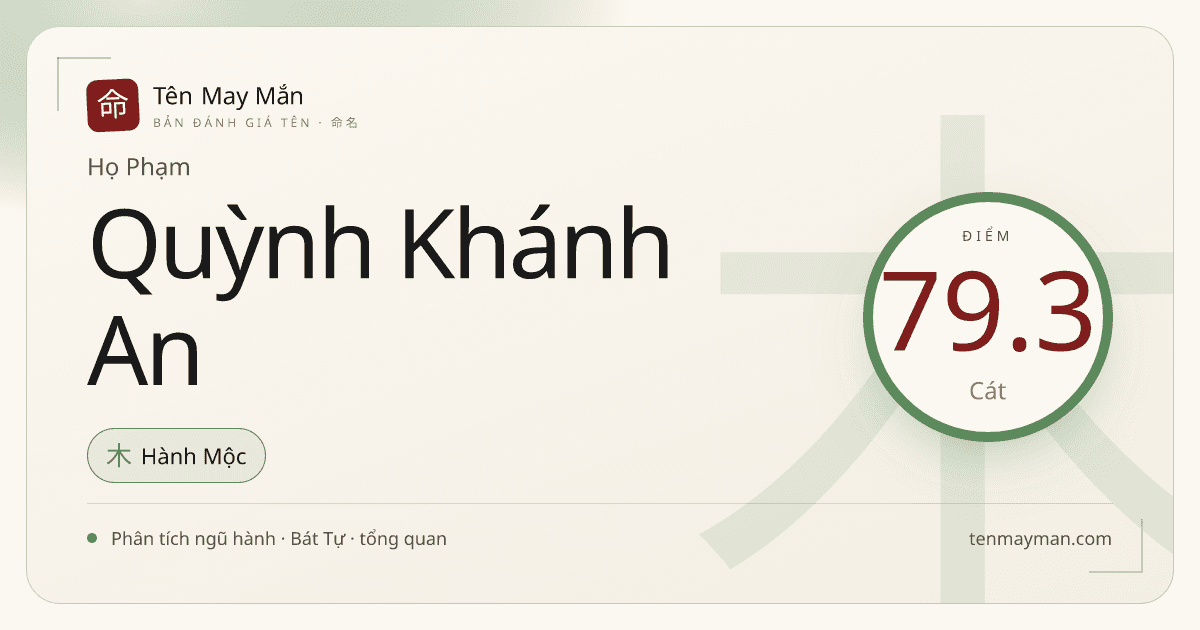 Đánh giá tên Phạm Quỳnh Khánh An: ngũ hành, ý nghĩa và hướng cân bằng