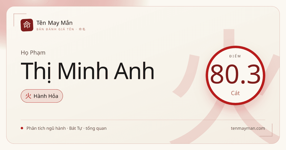Đánh giá tên Phạm Thị Minh Anh: sáng nghĩa, cân âm dương, dễ tạo thiện cảm