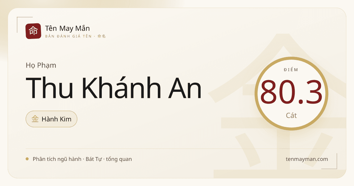 Đánh giá tên Phạm Thu Khánh An: ngũ hành, ý nghĩa và hướng cân bằng