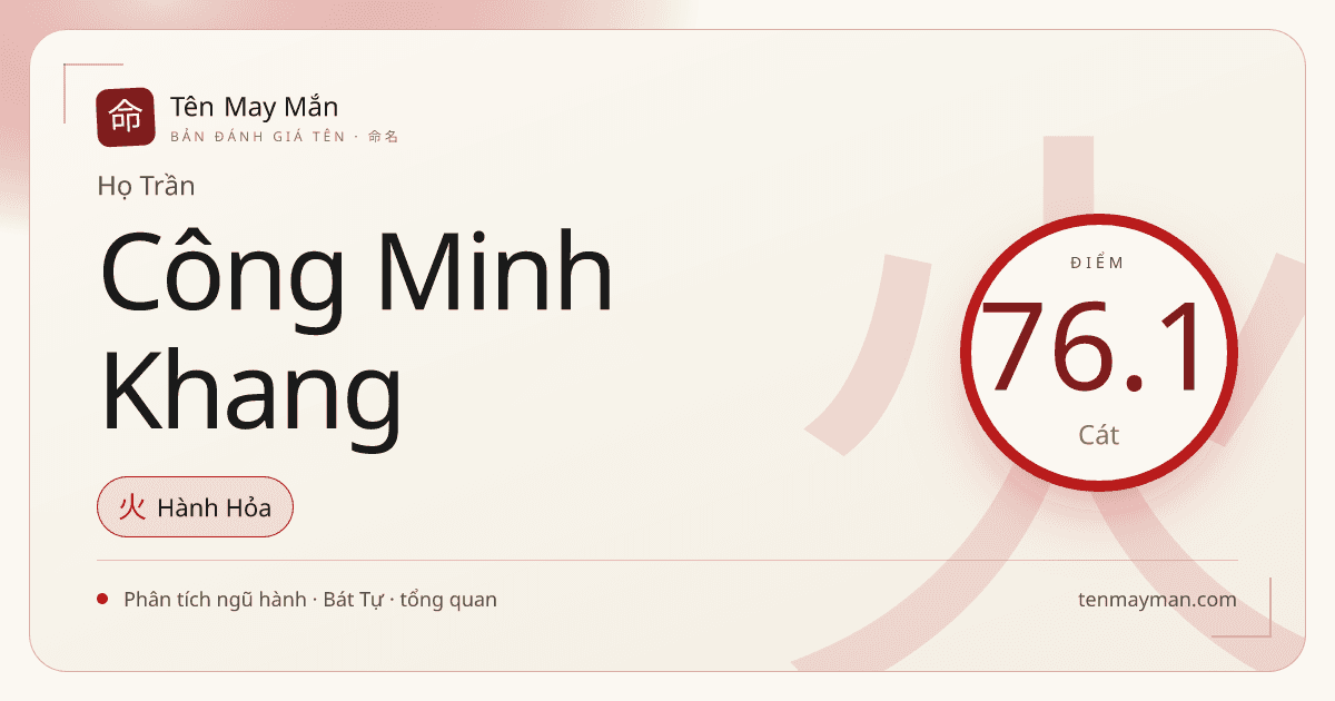 Trần Công Minh Khang: một cái tên sáng ý, cứng cáp và điềm
