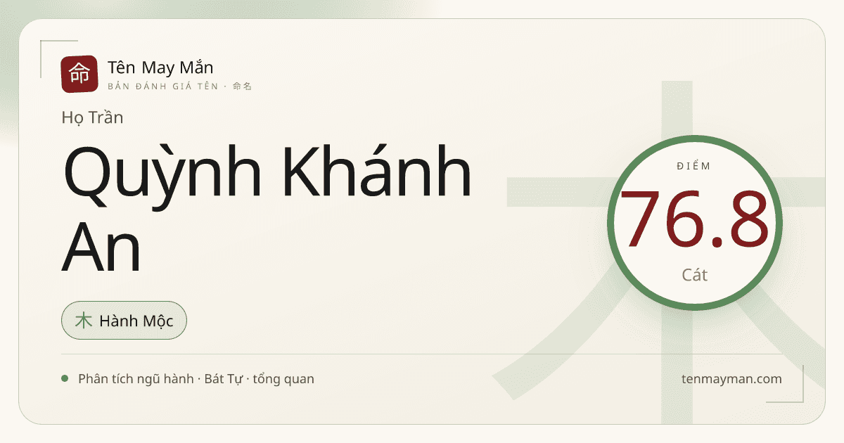 Đánh giá tên Trần Quỳnh Khánh An: mềm sáng, yên mà không nhạt