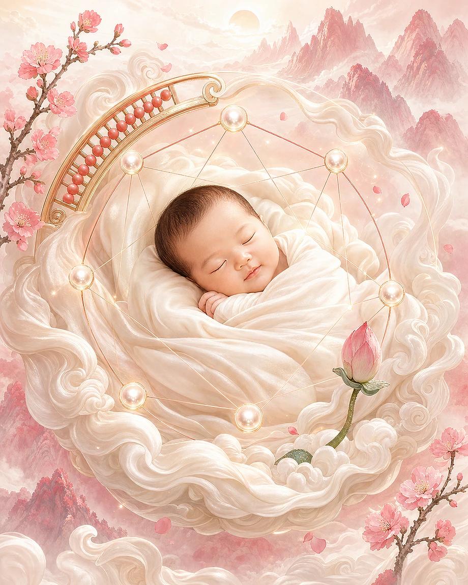 Bàn tính gỗ cổ, cuốn sổ giấy ngà và chén ngọc lục — tĩnh tại theo Thần số học